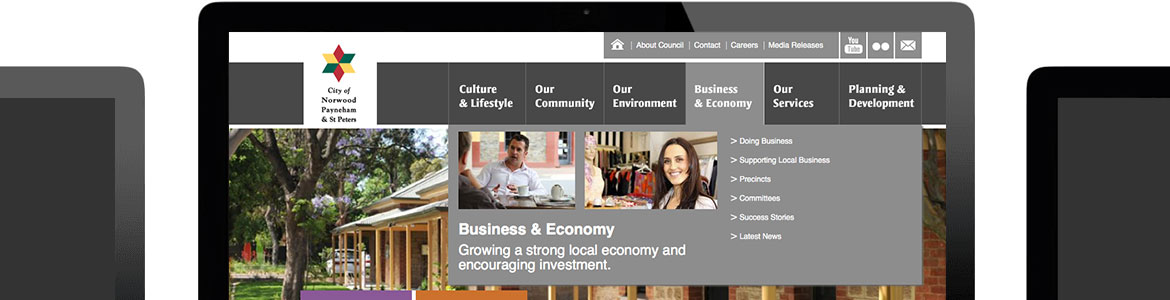 A 'Mega Menu' helping to inform and orientate the user
